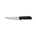 image of Victorinox 5.6003.15B Boning Knife, 6" Straight Blade, Black Plastic Handle, Stamped Stainless Steel