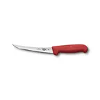 image of Victorinox 5.6601.15B Boning Knife, 6" Curved Stamped Blade, Steel, Red Fibrox Plastic Handle