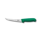 image of Victorinox 5.6604.15B Boning Knife - 6" Curved Stainless Steel Blade, Stamped, Green Fibrox Handle