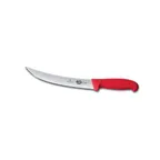 image of Victorinox 5.7201.20B - Stamped 8" Stainless Steel Breaking Knife with Red Fibrox Plastic Handle