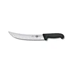 image of Victorinox 5.7323.25B Cimeter Knife, 10" Granton Blade, Stamped Wood Handle, Black Fibrox