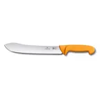 image of Victorinox 5.8436.25 Swibo Butcher's Knife, 10" Straight Blade, Stamped, Orange Plastic Handle
