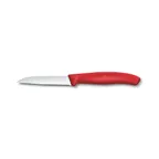 image of Victorinox 6.7431.C1 Paring Knife, 3-1/4" Sheep’s Foot, Serrated, Red Plastic, Stainless Steel Blade