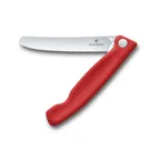 image of Victorinox 6.7831.FC1 Foldable Paring Knife 4" Rounded Serrated Blade Red Poly Handle Stamped Steel