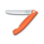 image of Victorinox 6.7839.FC1 Foldable Paring Knife, 4½" Serrated Orange Poly Handle, Stainless, 4" Blade