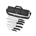 image of Victorinox 7.4012.7-X1 Swiss Classic 7-Piece BBQ Knife Set, Black Steel Blades, Roll Bag - 1/Bag