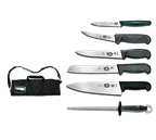 image of Victorinox 7.4012-X10 7-Piece Cutlery Roll Set With Fibrox Pro Handles, Canvas Case, Bag - 1/Bag