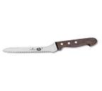 image of Victorinox 7.6058.15 Bread Knife – 7-1/2" Offset Blade, 1-1/8" Brown Wood Handle, Cutlery