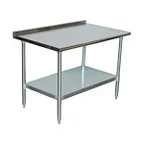 image of Serv-Ware T3036CWP-4-T-V 36" Open Base Work Table with Undershelf, 2" Backsplash / 18 Gauge Top