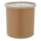 image of Carlisle 030206 Salad Crock, 2 Qt Round SAN, 6" Diameter, Beige High‑Gloss, Lid, NSF, 0°F‑180°F