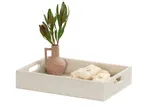 image of Cal-Mil 28612-1-141 Display Tray, 17" x 13" x 4" H Beige HDPE With Handles - Coastal