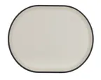 image of Cal-Mil 22018-13103 Oval Melamine Platter, 14" x 11.25" x 1" Matte Black & Ivory 2-Tone, Raised Rim