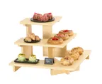 image of Cal-Mil 25229-93 Logan Corner Shelf, 23" x 23" x 15.25" Angled Three-Tier Birch Wood Stand, Natural