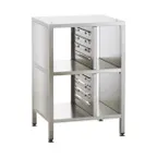 image of RATIONAL 60.31.057 Stand II Oven Equipment Stand, Marine Version, Open Base With Pan Slides