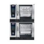 image of RATIONAL ICP 6-FULL ON 6-FULL E 208/240V 3 PH Full Size Double Stacked Electric Combi Oven w/ Touchscreen, Boiler, 12 Pan