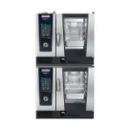 image of RATIONAL ICP 6-HALF ON 6-HALF E 208/240V 1 PH Double Stacked Half Size 12 Pan Electric Combi Oven w/ Touchscreen, Steam Generator