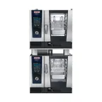 image of RATIONAL ICP 6-HALF ON 6-HALF NG Half Size Double Stacked 12 Pan Natural Gas Combi Oven w/ Touchscreen, 99.000 BTU
