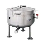 image of Cleveland KDL60SH 60 Gallon Floor Stationary Full Steam Jacketed Direct Steam Kettle w/ Tri-Leg Base