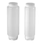 image of Concasse MCDVBM24 - 24oz Clear Squeeze Bottle, Double Tip, White/Clear Cap, Condiment Holder
