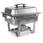 image of Concasse MCHE10122 Half‑Size Rectangular Stainless Steel Chafer with Plastic Handle, Lift‑Off Cover