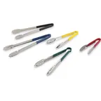 image of Concasse MCPAIP09A Heavy Duty Utility Tongs, 9" Blue Plastic Handle, Color‑Coated, 3‑9" Size
