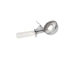 image of Concasse MCPP10 - 10" Solid Portion Spoon, 3 oz, Stainless Steel with Beige Ivory Plastic Handle