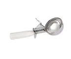 image of Concasse MCPP10L - 10" Ivory Portion Spoon, 3 oz Stainless Steel with Plastic Handle