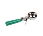 image of Concasse MCPP12 - 12" Portion Spoon, 2-2/3 oz, Stainless Steel with Green Plastic Handle