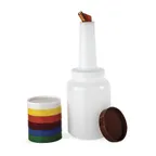 image of Concasse MCR1LR - 1L Red Squeeze Bottle Mixer, 34oz, Double Tip, Red Cap
