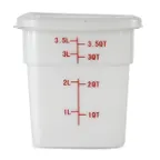 image of Concasse MCRCE3500 Clear Polyethylene Food Storage Container, 4 Liters, Square, With Cap