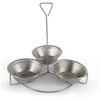 image of Concasse MCSAL02 Triple-Section Salsa Bowl, 6" Diameter, Aluminum, Gray Finish