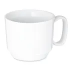 image of Dinex DXCMU802A - 8 oz White Vitrified China Mug 3½" Dia x 3" H, Stackable with Handle - 1/Case