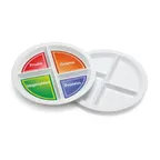 image of Dinex DXCP-534-CMP - 10" White 4‑Compartment Melamine Plate, 10" Diameter, Durable Finish - 12/Case