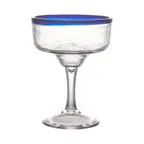 image of GET SOL-16MAR-CL Solera Margarita Glass, 16oz, 4.9" Dia x 6.5" H, Clear, Blue Rim, Stem, 1 Dozen