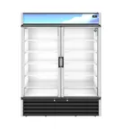 image of Hoshizaki FM-49-HC 2‑Section Glass‑Door Merchandiser Freezer, 42.6 cu ft, 60"W, Silver Steel Exterior, R290