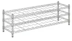 image of Hubert 122643 Kratos Wire Wine Rack, 48"W x 14"D x 14"H, 3-Shelf, 33-Bottle Capacity, Chrome Finish, NSF Certified