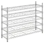 image of Hubert 129569 Kratos Wire Commercial Wine Rack, 48"W x 14"D x 34"H, 55-Bottle Capacity, Chrome Finish, NSF Certified