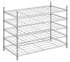 image of Hubert 136243 Kratos Wire Commercial Wine Rack, 48"W x 24"D x 34"H, 5-Shelf, 110-Bottle Capacity, Chrome Finish, NSF Certified