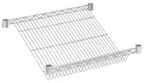 image of Hubert 148440 Kratos Wire Shelving Unit, 24"W x 18"D, 4" Slanted, Chrome Finish, NSF Certified