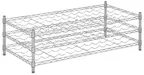 image of Hubert 155098 Kratos Wire Wine Rack, 48"W x 24"D x 14"H Countertop Rack with 3 Shelves, 66-Bottle Capacity, Chrome Finish, NSF Certified