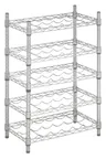 image of Hubert 175099 Kratos Wire Wine Rack, 24"W x 14"D x 34"H, 34" Posts, 5-Shelf, 25-Bottle Capacity, Chrome Finish, NSF Certified