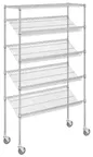 image of Hubert 206756 Kratos Wire Mobile Merchandising Rack, 48"W x 18"D x 74"H, 5 Shelves, Chrome Finish, NSF Certified