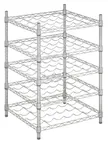 image of Hubert 209131 Kratos Wire Wine Rack, 24"W x 24"D x 34"H, 50-Bottle Capacity, Chrome Finish, NSF Certified, 5-Shelf Commercial Rack
