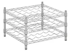 image of Hubert 212288 Kratos Wire Wine Rack, 24"W x 24"D x 14"H, 14" Posts, 3-Shelf, 30-Bottle Capacity, Chrome Finish, NSF Certified