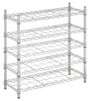 image of Hubert 32819 Kratos Wire Wine Rack, 36"W x 14"D x 34"H, 40-Bottle Capacity, Chrome Finish, NSF Certified, 5-Shelf Commercial Rack