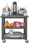 image of Hubert 39623 Expressly Comfort Cart Kit, 33-1/2"W x 22-3/4"D x 35-1/4"H, 250 lb., Rust & Corrosion Resistant, HDPE Resin, Dark Grey, 3/4" Retaining Lip, 4" Casters (2 Locking)