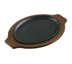 image of Lodge UGOH - Oval Wood Underliner for Sizzle Platter, 13" x 9" Walnut Stain, Made in USA