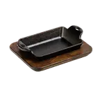 image of Lodge UMSRC Wood Underliner, Rectangular 7-9/16" L x 6" W Walnut Stain, Hand Wash Only, Made in USA