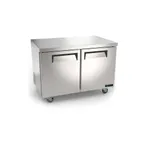 image of MVP Group KIN48UCR-HC 48" Two Solid Door Undercounter Refrigerator, Stainless Steel, 12 cu. ft.