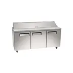 image of Kool-It Infinity KIN72SP-HC 72" 3-Door Sandwich and Salad Prep Table, 9 Pans, Stainless Steel